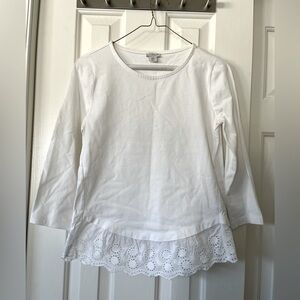 J by J Crew 3/4 sleeves white t shirt with lace bottom